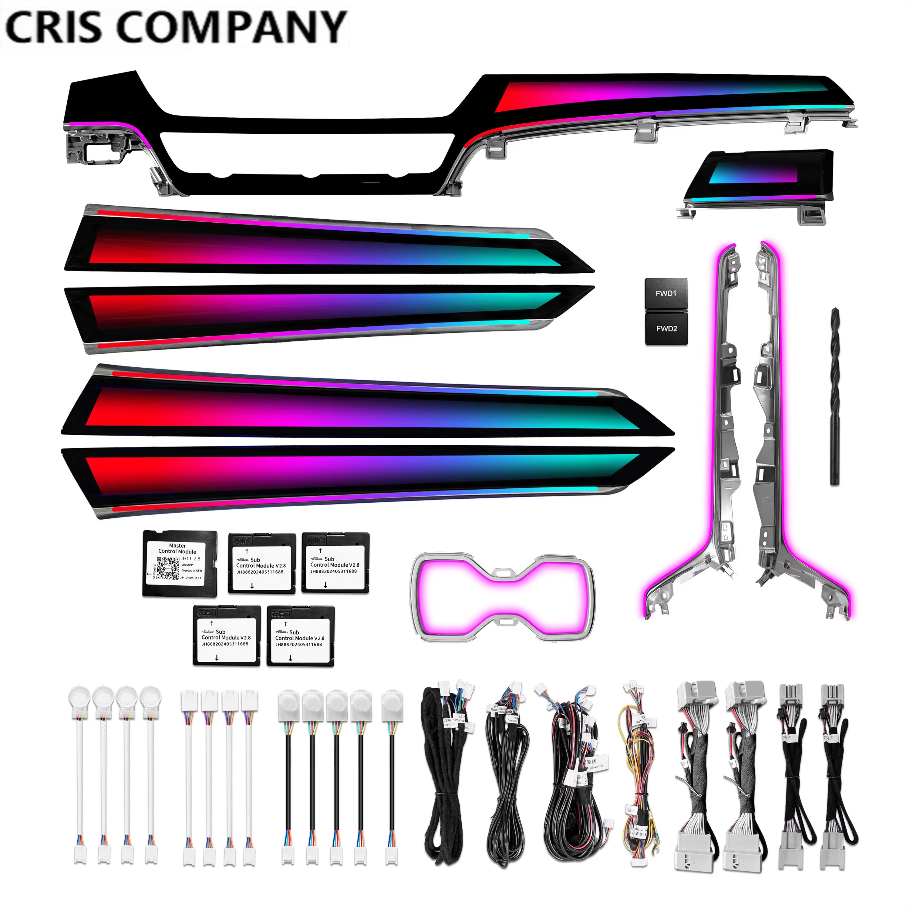 CRIS  for Honda Accord 10th Gen 2018-2022 Ambient Light Upgrade Dynamic Piano Black Trim Panel Interior LED Light Accessories