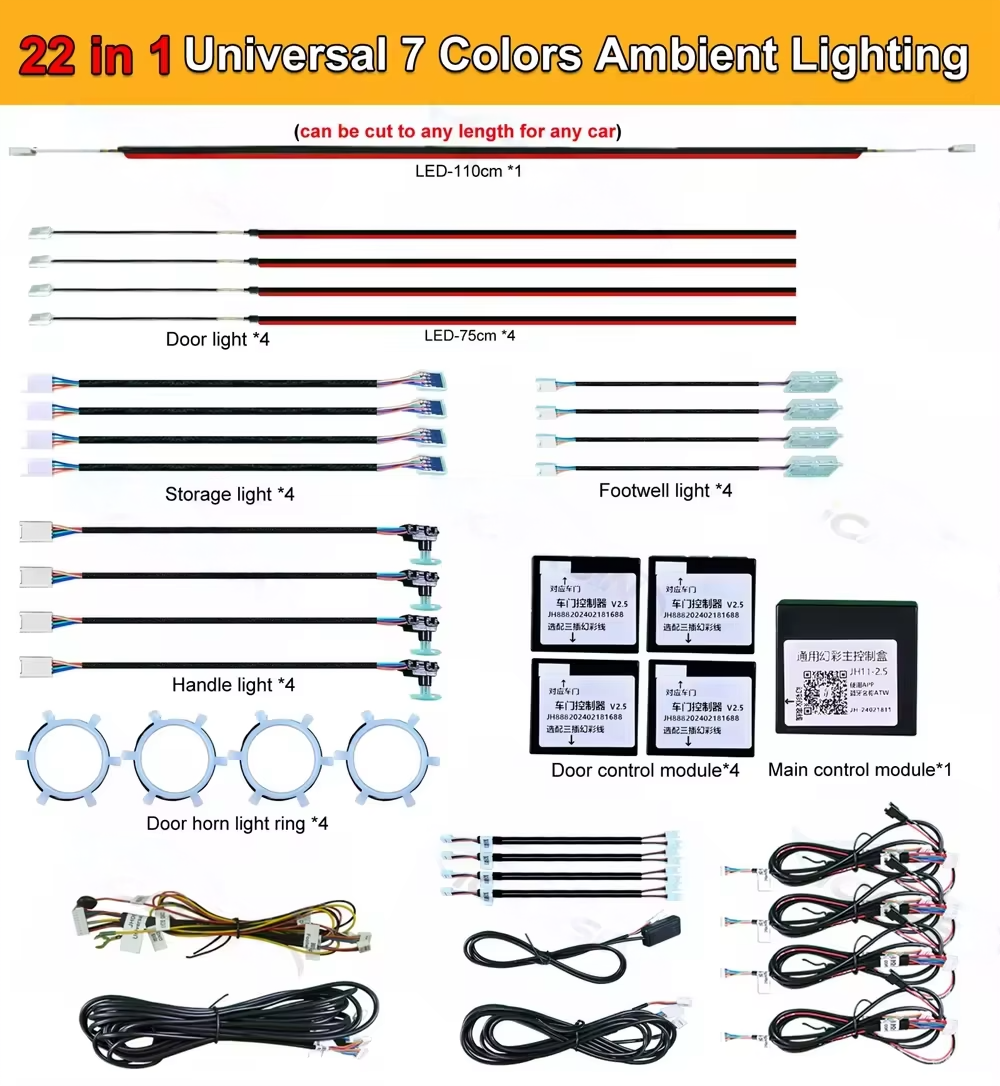 CRIS  Upgrade Acrylic Guide Fiber Streamer LED Car Ambient Lighting Universal LED Interior Hidden Decoration Accessories RGB