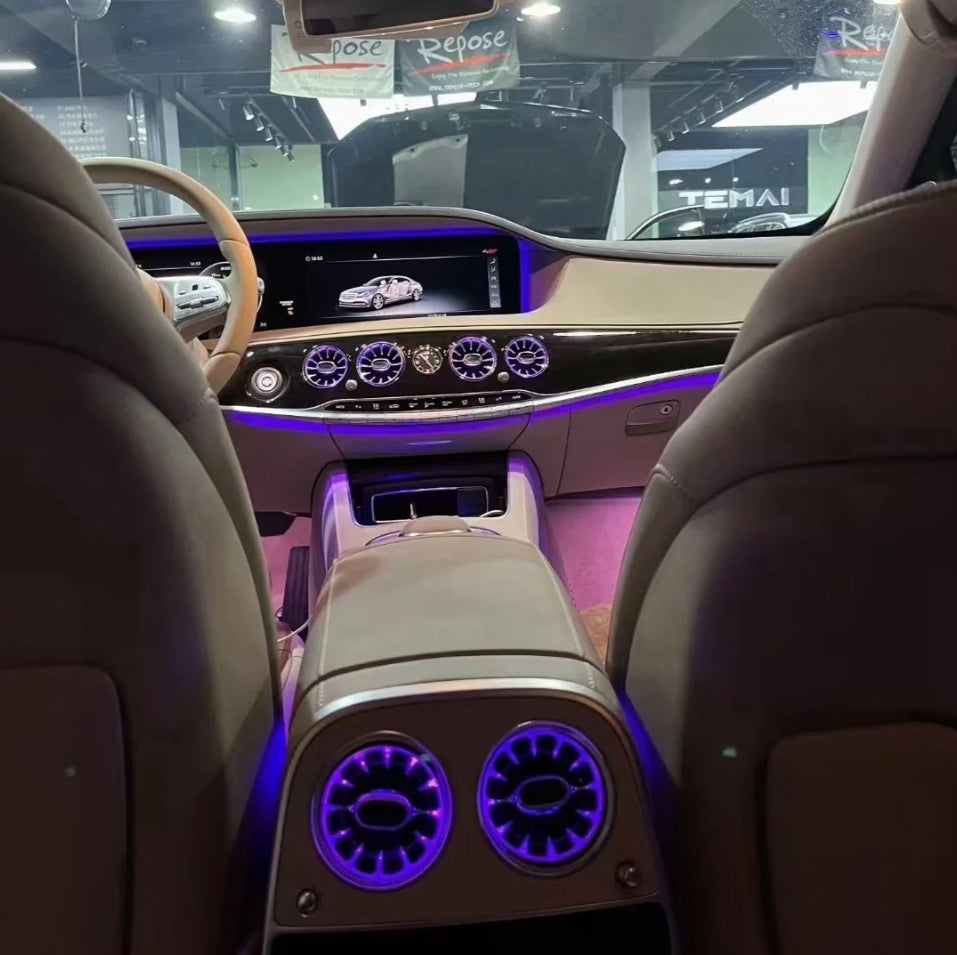 64 Colors Turbine Air Vent 4D Rotary Tweeter Door Ambient Light Speaker Cover for Mercedes Benz S-class W222 Interior Lighting