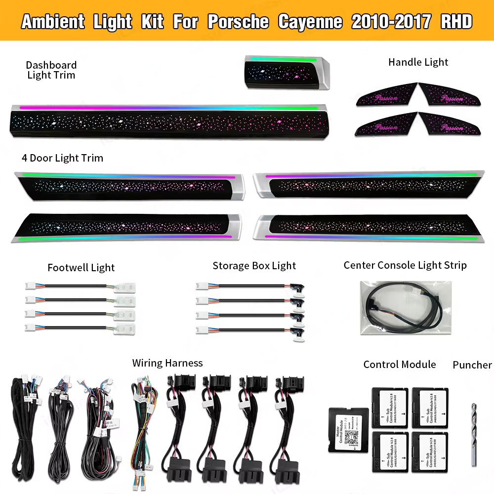 CRIS Symphony Car Interior Ambient Light for Porsche Cayenne 2010-2017 Atmosphere Strip Decoration Accessories Upgrade RHD