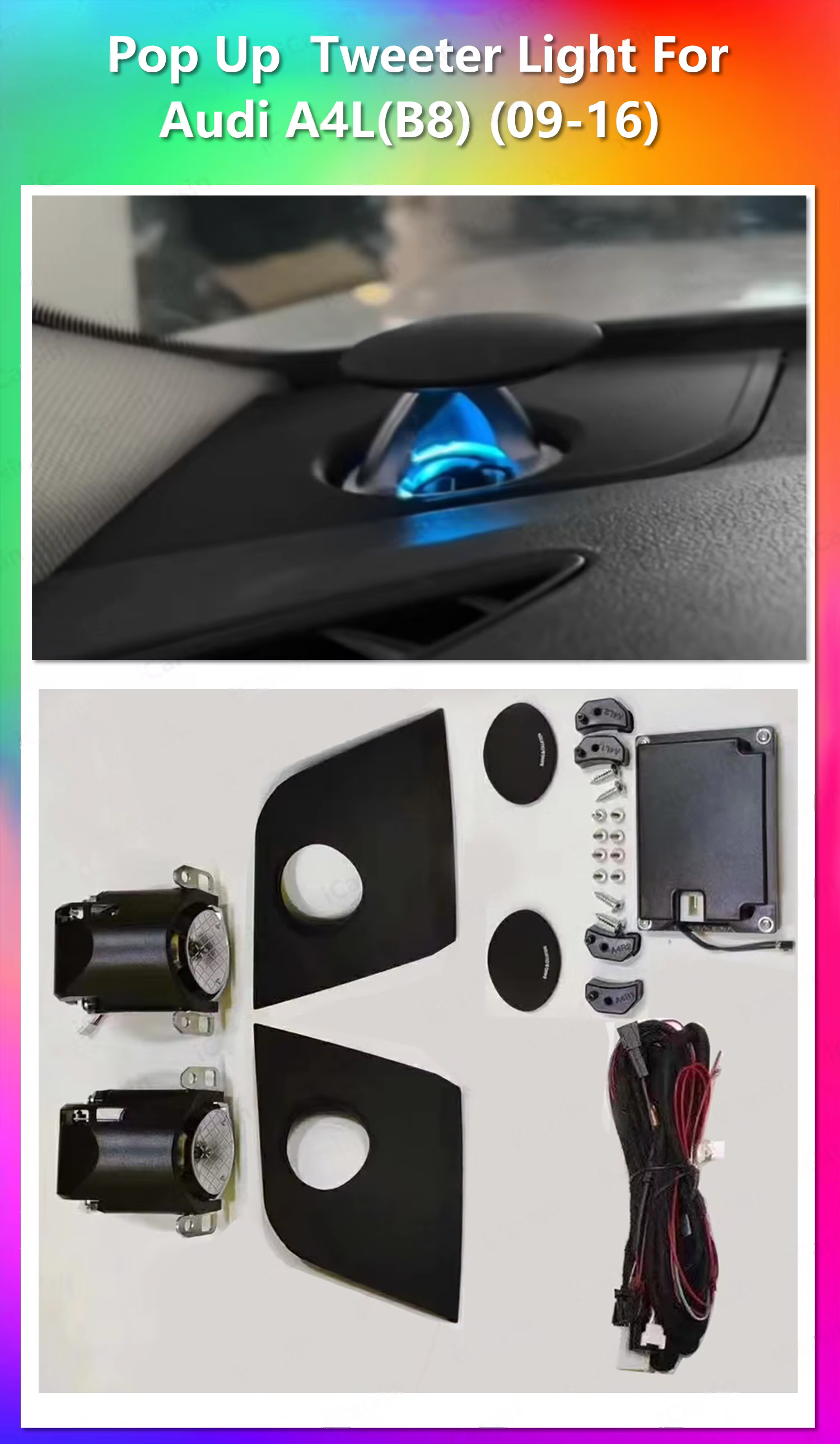 CRIS  App Control Led Car Interior Ambient Light Tweeter Speaker Decoration for Audi A4 A5 A6L A7 Q5 Q7 Q8 C7 C8 Accessories