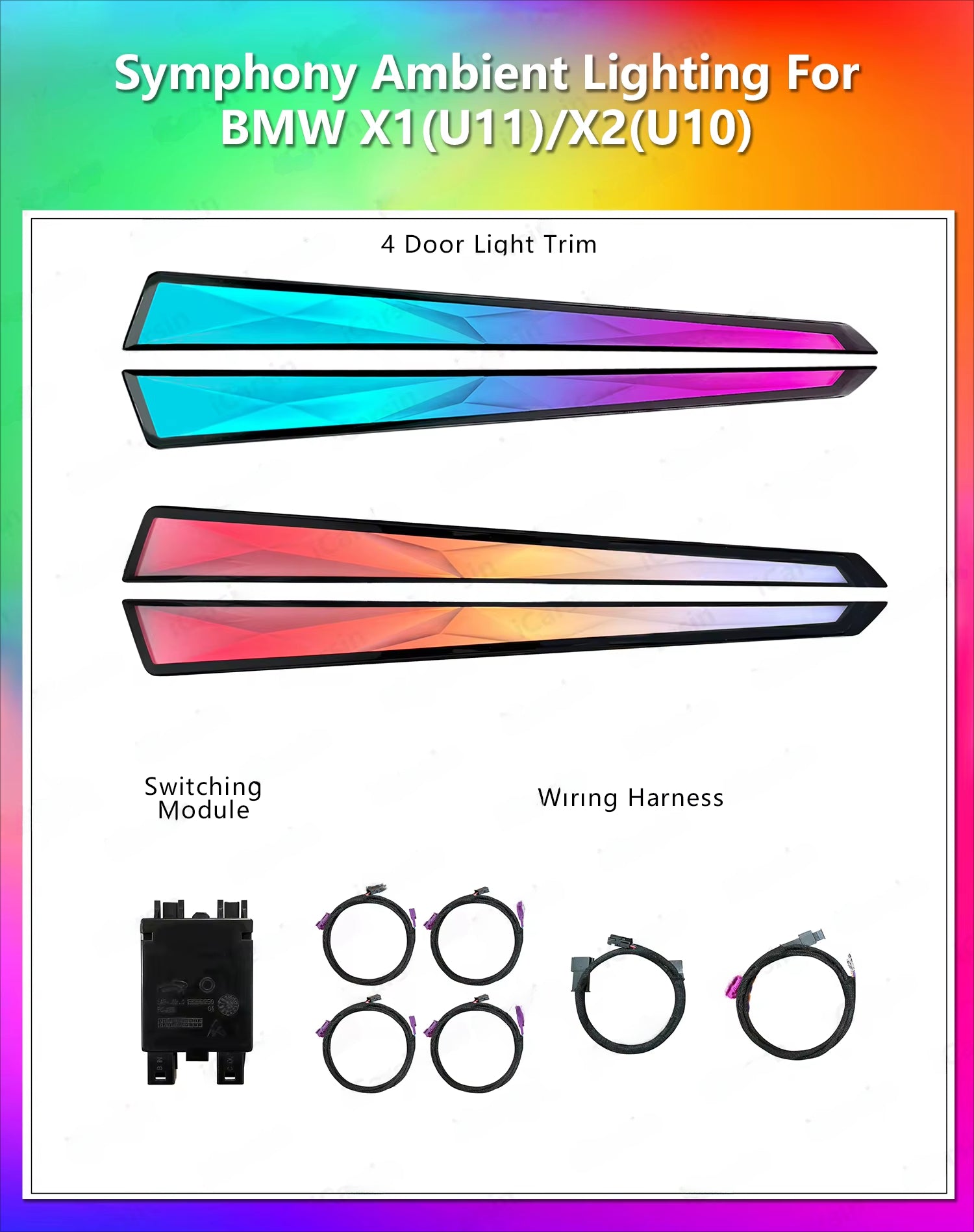 CRIS  Crystal Dynamic U11 U12 Ambient Light for BMW X1 IX1 X2 IX2 2022+ Car Interior Lighting Upgrade Accessories Kit