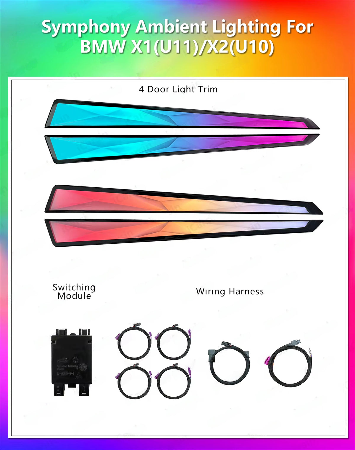 CRIS  Crystal Dynamic U11 U12 Ambient Light for BMW X1 IX1 X2 IX2 2022+ Car Interior Lighting Upgrade Accessories Kit