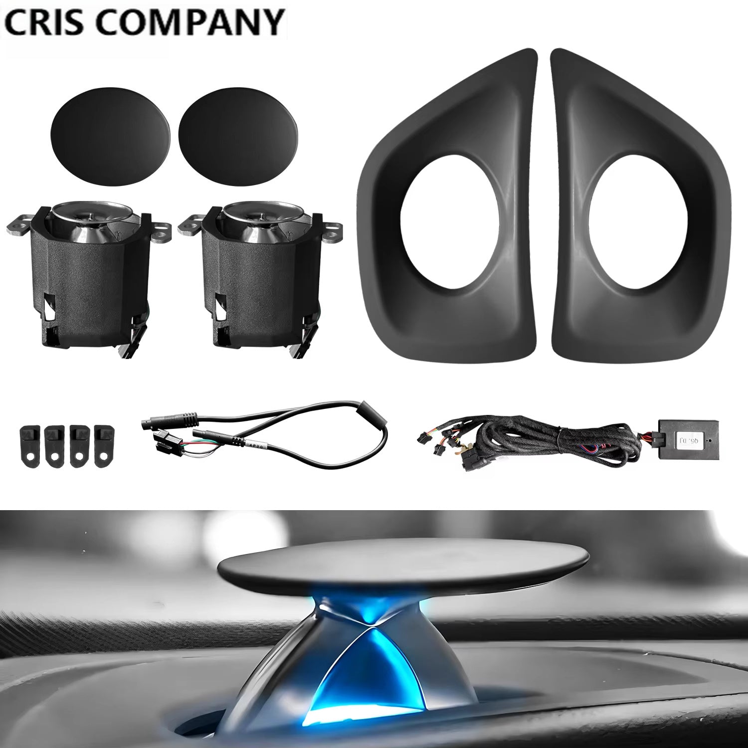 CRIS  App Control Led Car Interior Ambient Light Tweeter Speaker Decoration for Audi A4 A5 A6L A7 Q5 Q7 Q8 C7 C8 Accessories