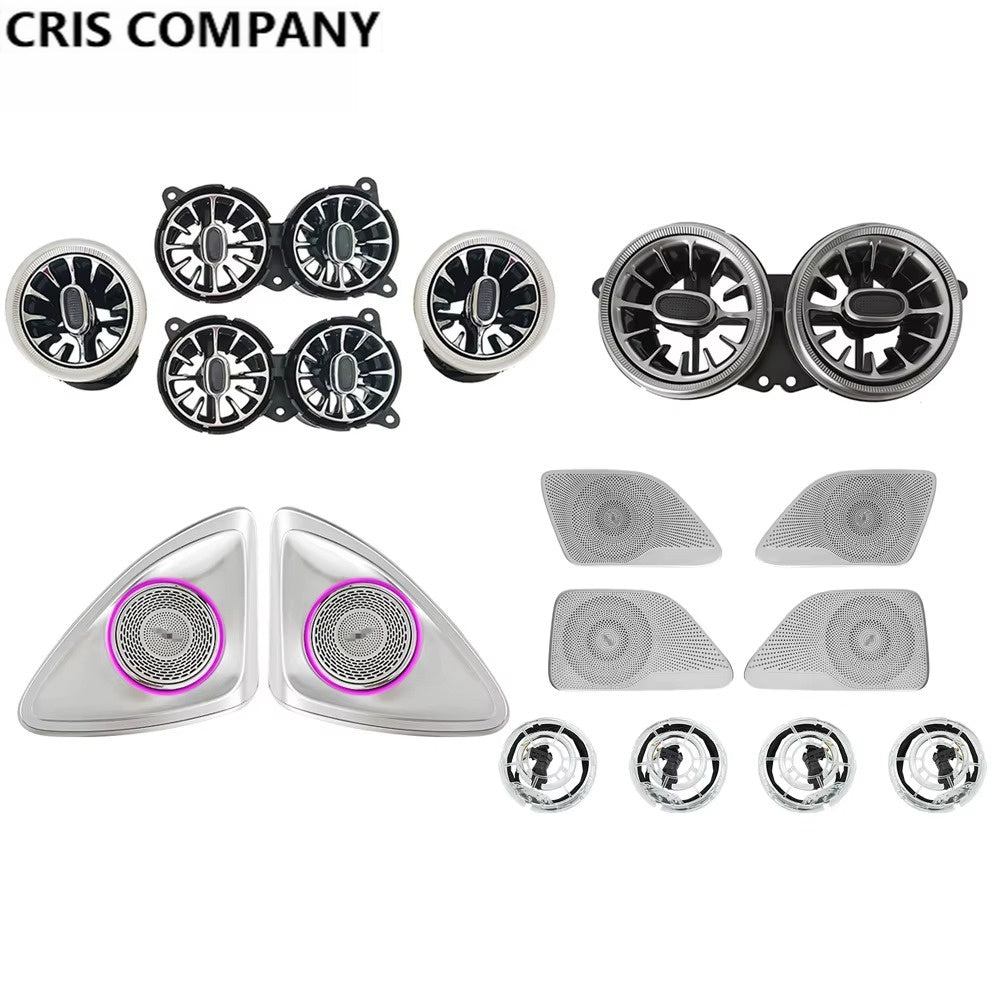 64 Colors Turbine Air Vent 4D Rotary Tweeter Door Ambient Light Speaker Cover for Mercedes Benz S-class W222 Interior Lighting