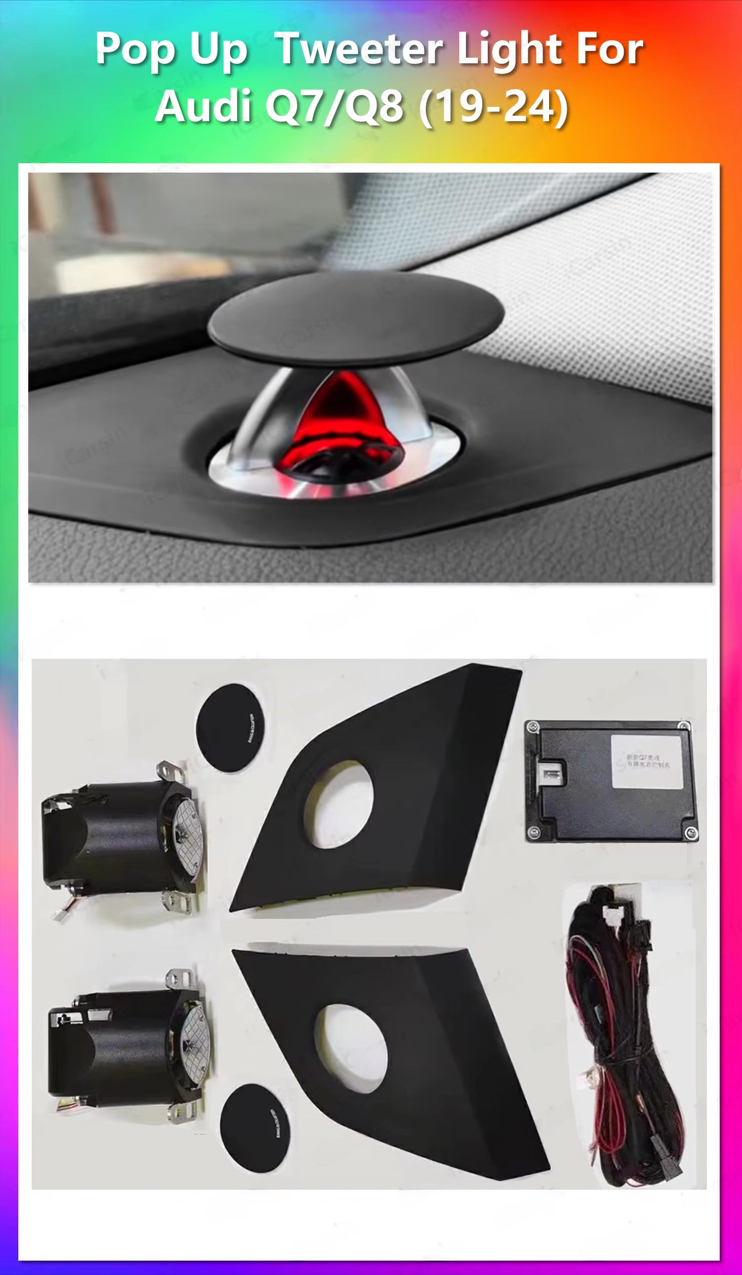 CRIS  App Control Led Car Interior Ambient Light Tweeter Speaker Decoration for Audi A4 A5 A6L A7 Q5 Q7 Q8 C7 C8 Accessories
