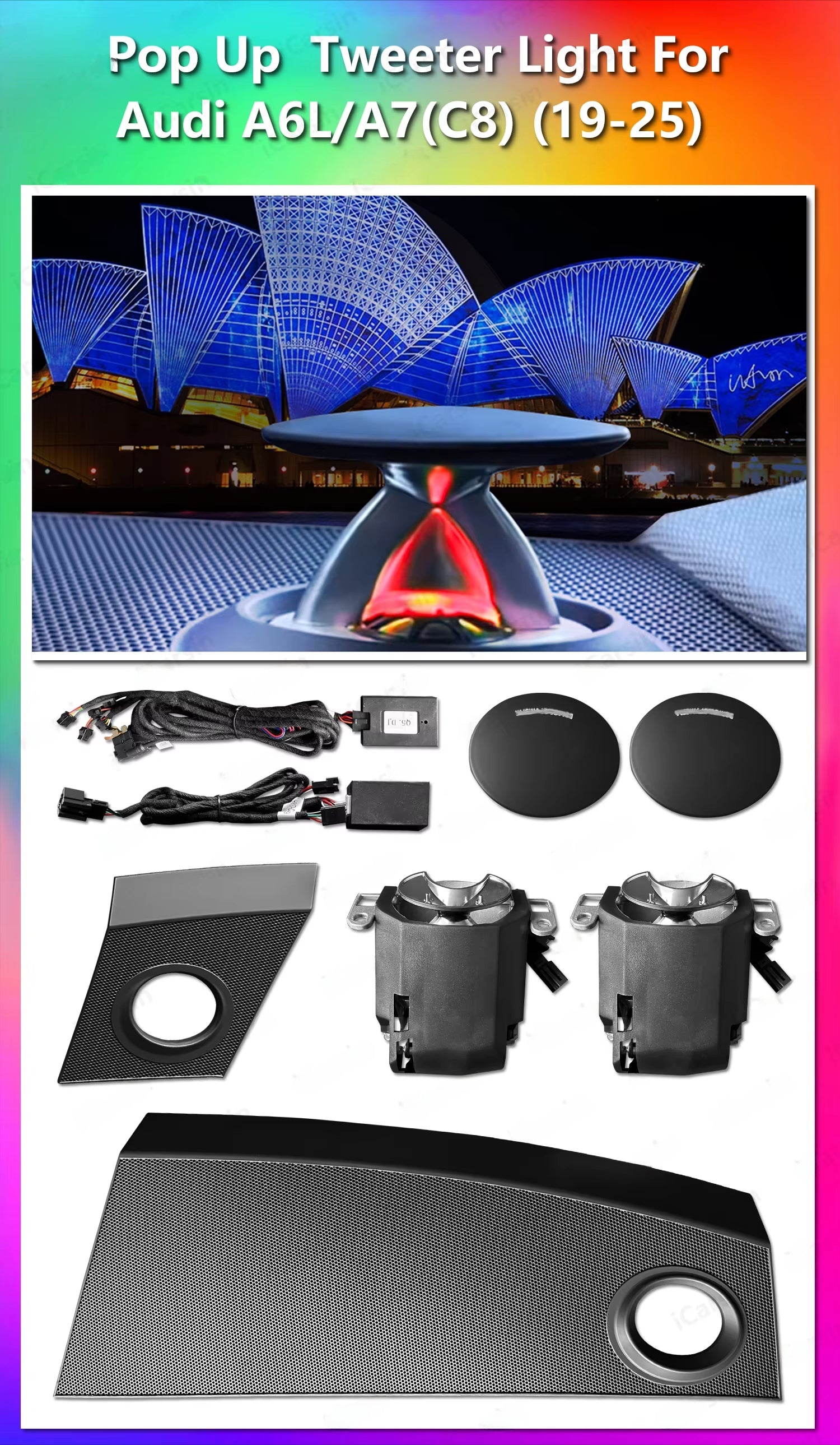 CRIS  App Control Led Car Interior Ambient Light Tweeter Speaker Decoration for Audi A4 A5 A6L A7 Q5 Q7 Q8 C7 C8 Accessories