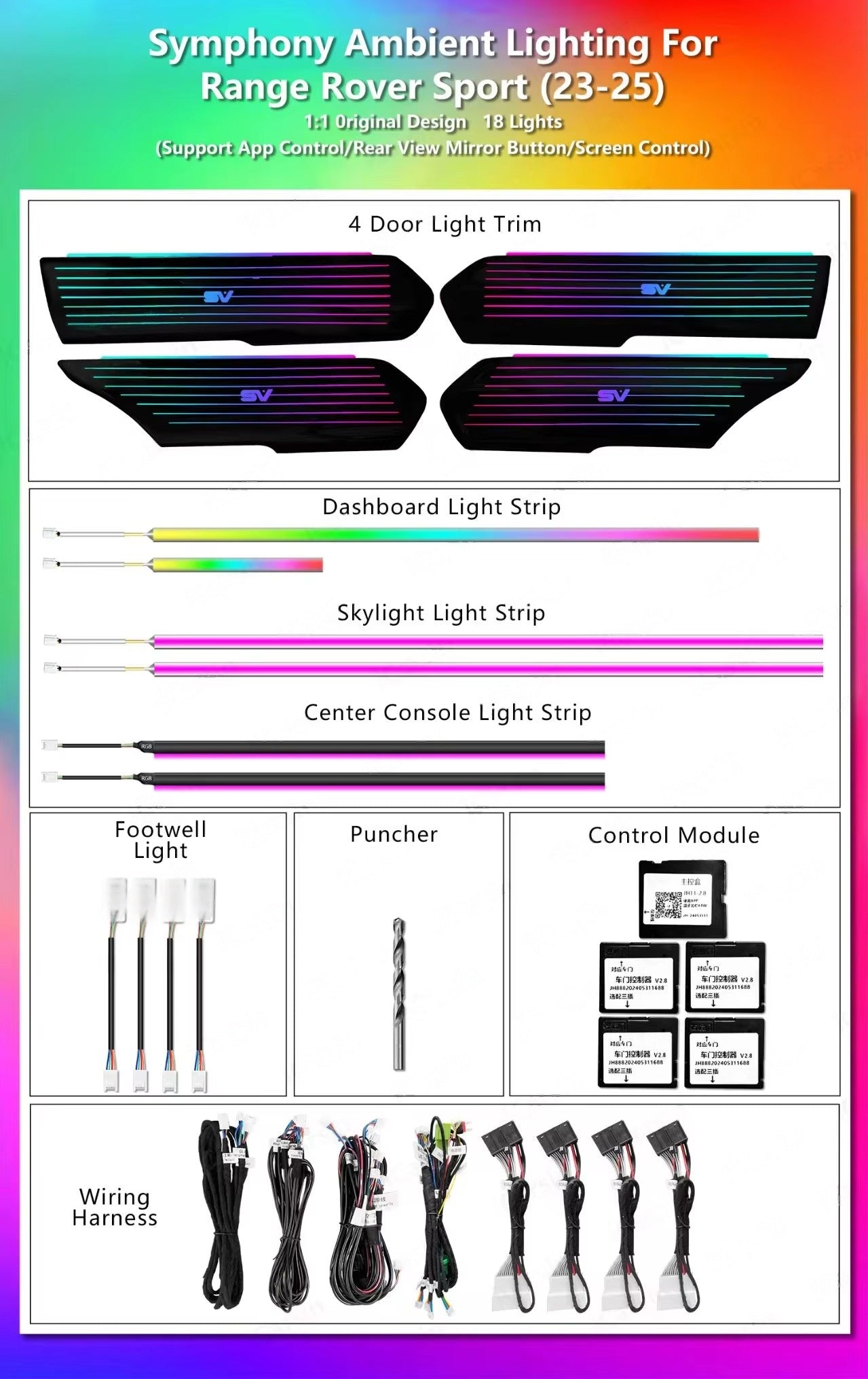 CRIS  Upgrade Symphony LED Car Interior Ambient Lighting for Land Rover Range Rover Sport 2023-2025 Decoration Accessories