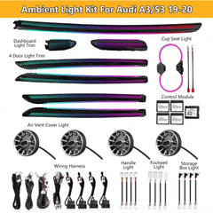 CRIS  for Audi A3/S3/8V Ambient Light 64 Colors Dynamic/RGB Ambient Light Car Interior LED Lighting Upgrade Air Vent Light Kit
