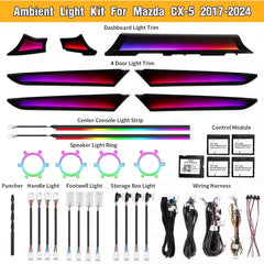 CRIS  for Mazda CX-5 CX5 2017-2025 Ambient Light Dynamic 64 Colors Trim Panel Car Interior LED Lighting Upgrade Accessories