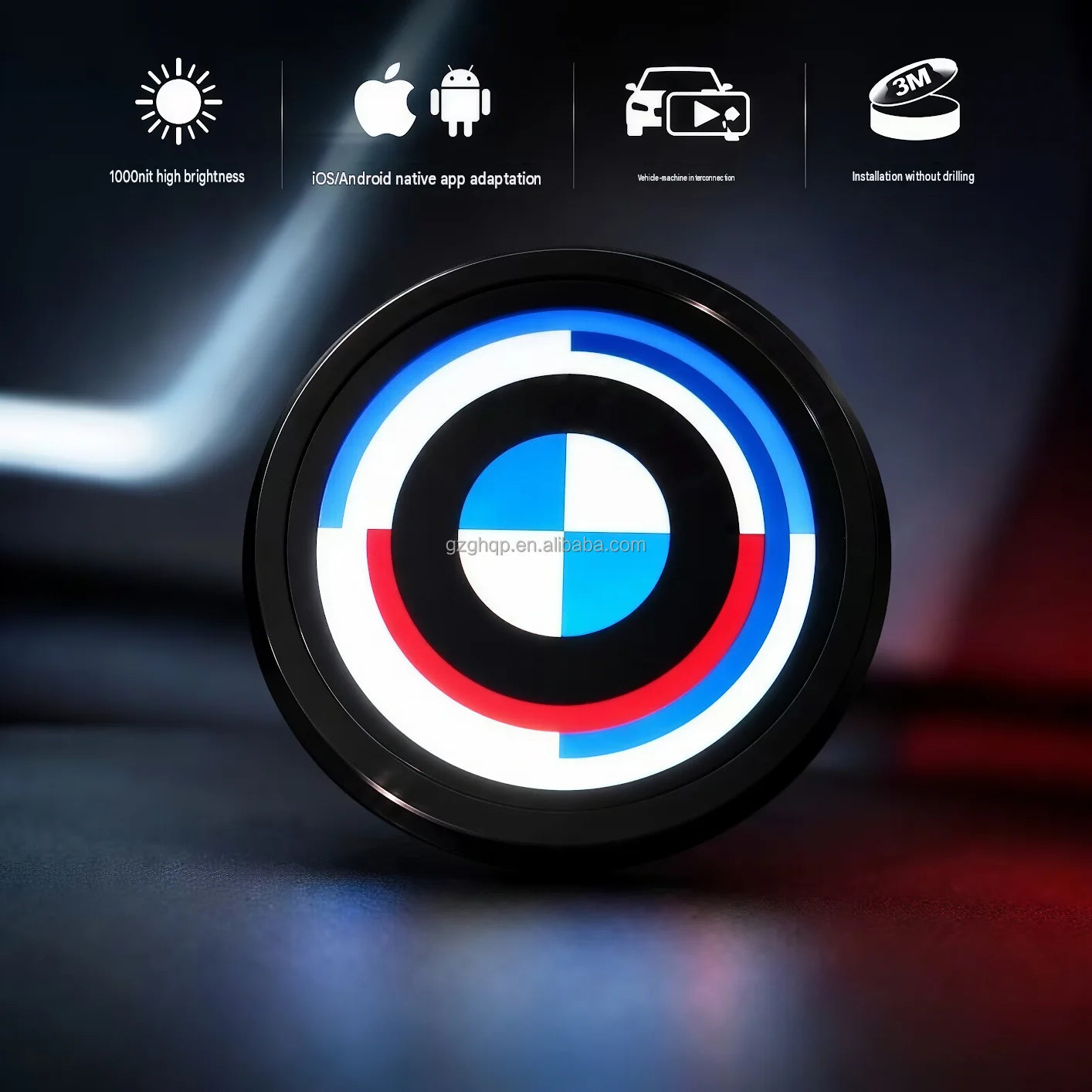 Automotive LED Dynamic Rear Emblem Badge for BMW Vehicles Electronic Decorative Logo Support Custom Image Video App Control