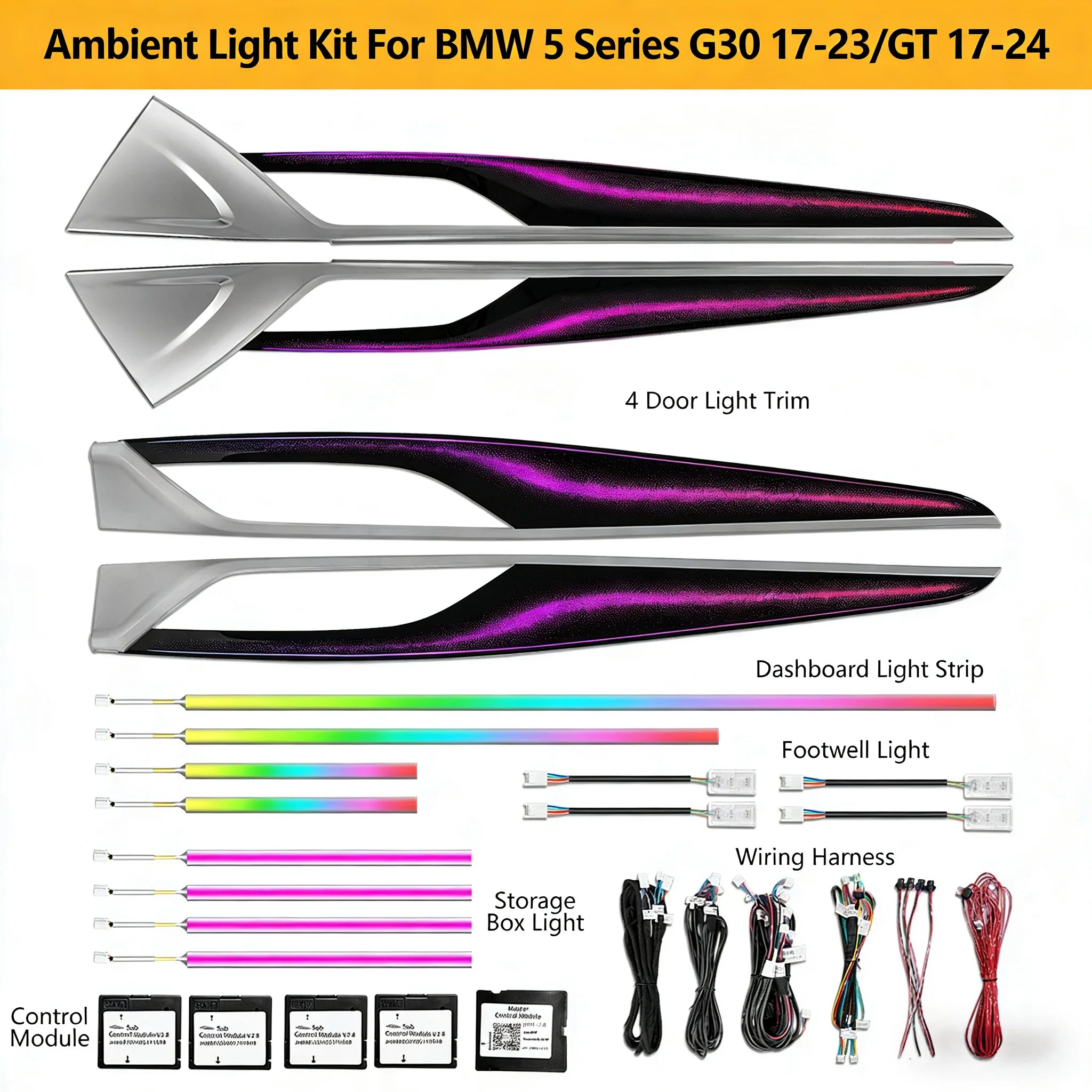 CRIS  for BMW 5 Series Europe Version G30 Ambient Light 64Color Dynamic Ambient Light Screen Control Interior Lighting Upgrade