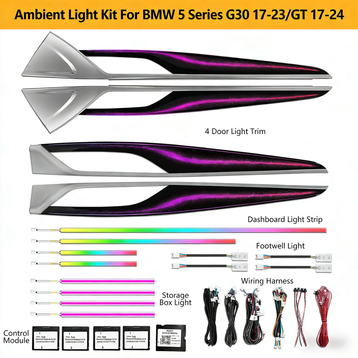 CRIS  for BMW 5 Series Europe Version G30 Ambient Light 64Color Dynamic Ambient Light Screen Control Interior Lighting Upgrade