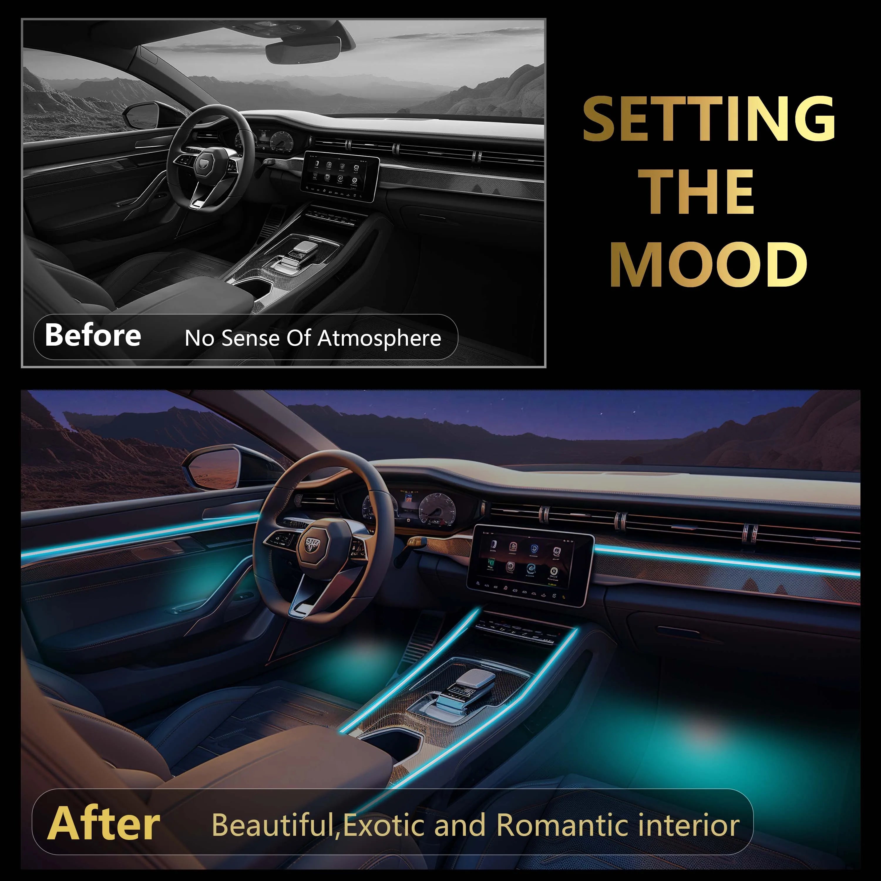 CRIS  Upgrade Acrylic Guide Fiber Streamer LED Car Ambient Lighting Universal LED Interior Hidden Decoration Accessories RGB