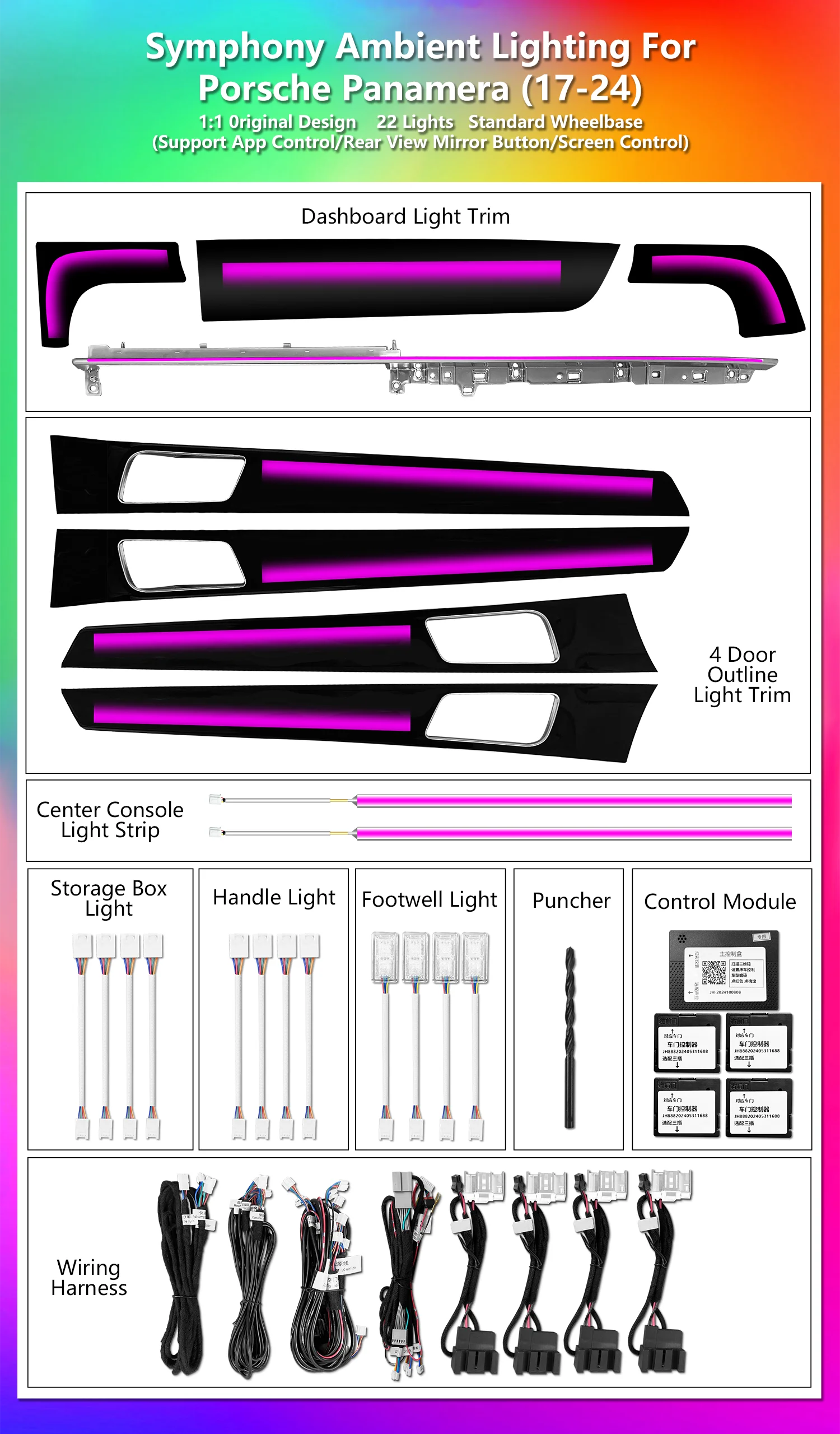 CRIS  for Porsche Panamera 971 2017-2024 Ambient Light Dynamic OEM Style Trim Panel Interior LED Lighting Upgrade Accessories