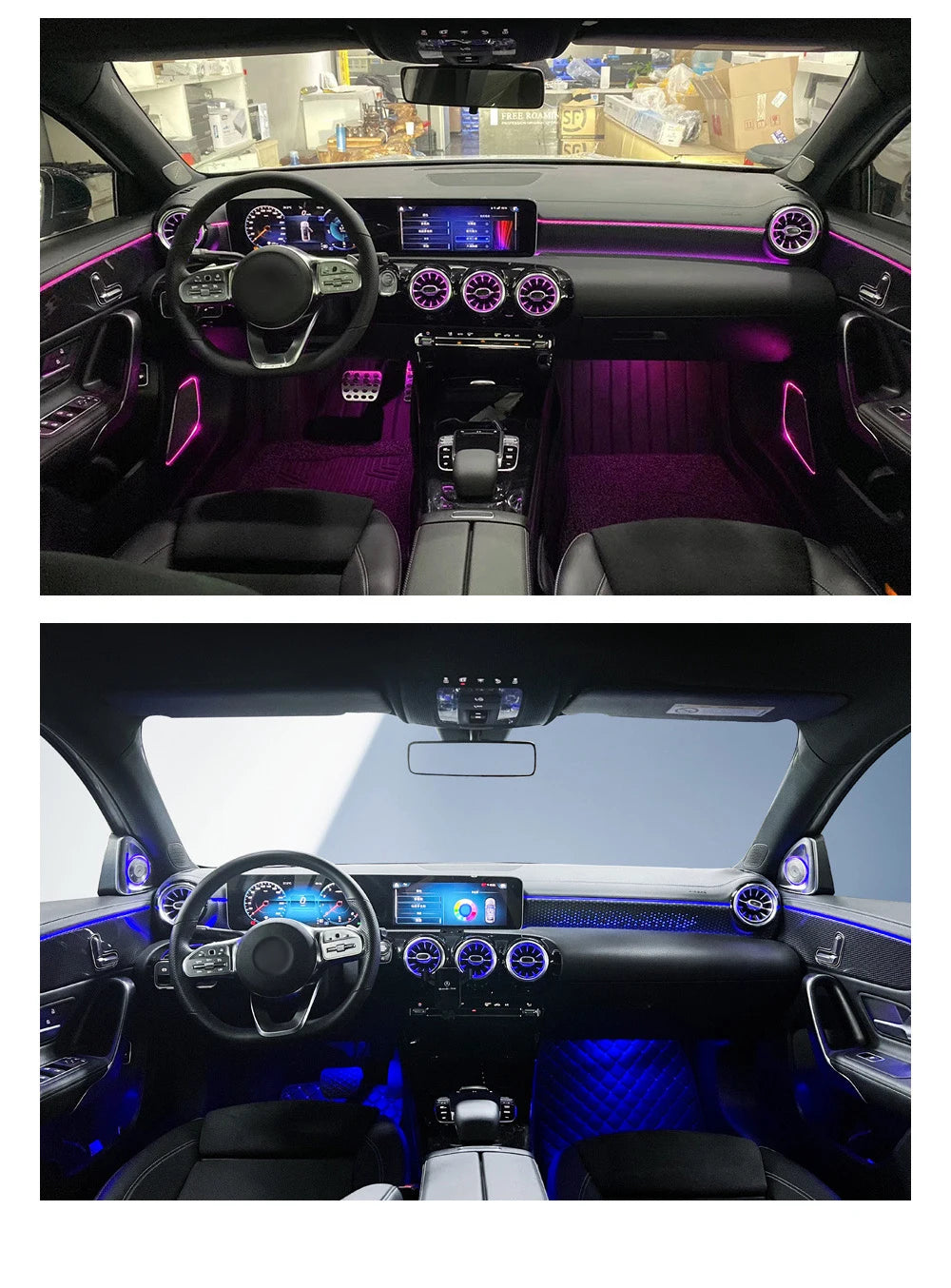 CRIS  for Mercedes Benz CLA W118 Ambient Light 64 Color Smart Car Ambient Light Upgrade New Neon Car Ambient Lighting Kit