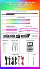 CRIS  256 Colors Symphony LED Car Interior Ambient Light for BMW 5 Series F10 F11 2012-2017 AirVent Strip Accessories Upgrade