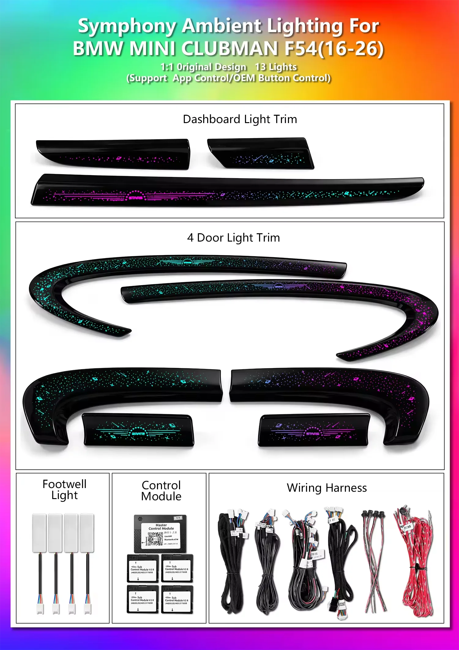 CRIS  Upgrade LED Car Interior Ambient Lighting for BMW Mini Cooper F54 Clubman 2015-2024 Decoration Auto Trim Accessories