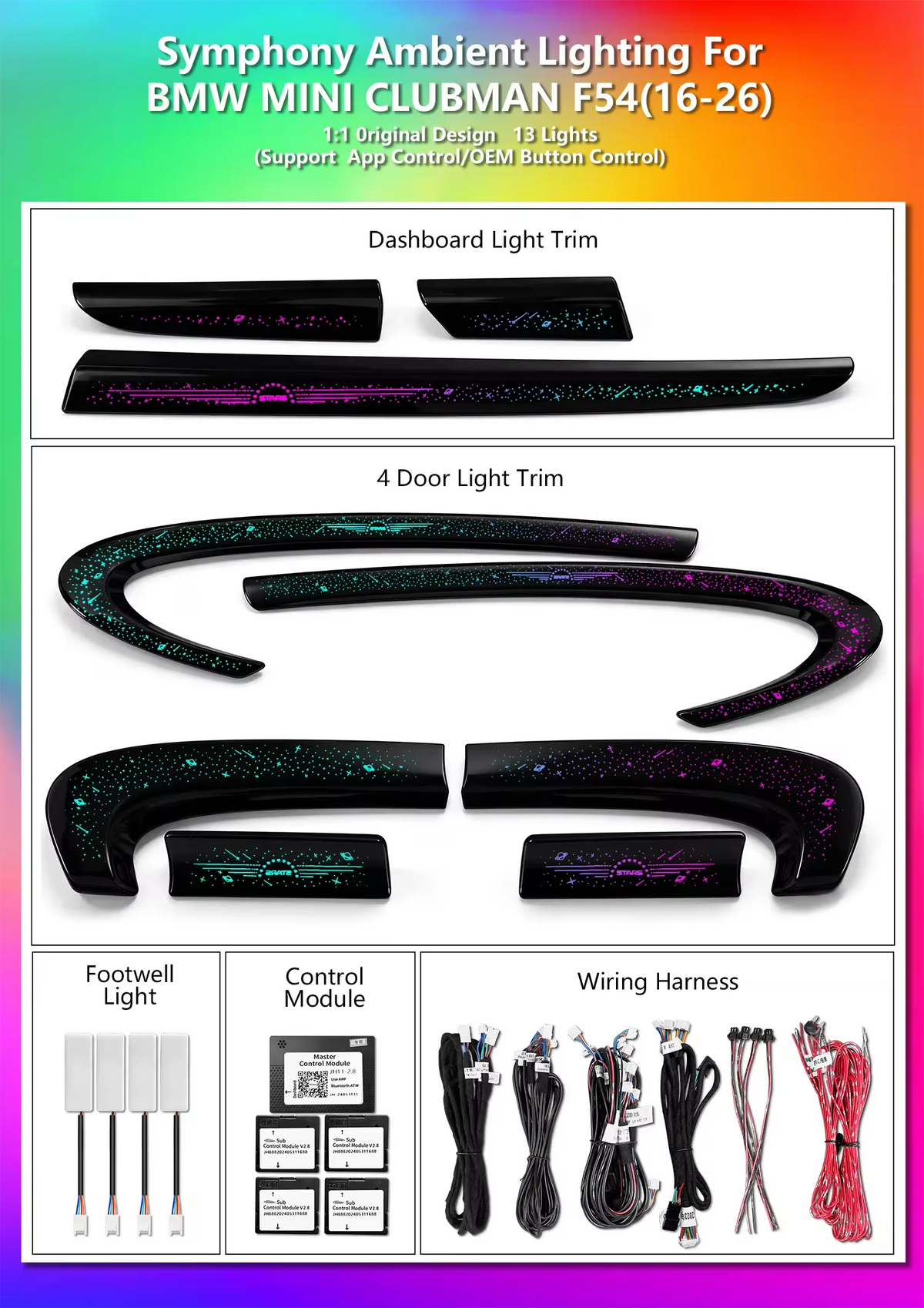 CRIS  Upgrade LED Car Interior Ambient Lighting for BMW Mini Cooper F54 Clubman 2015-2024 Decoration Auto Trim Accessories