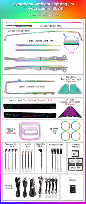 CRIS  for Toyota Camry 9th Gen 2024+ Ambient Light Upgrade Dynamic Colorful Auto Interior LED Lighting Kit Car Accessories