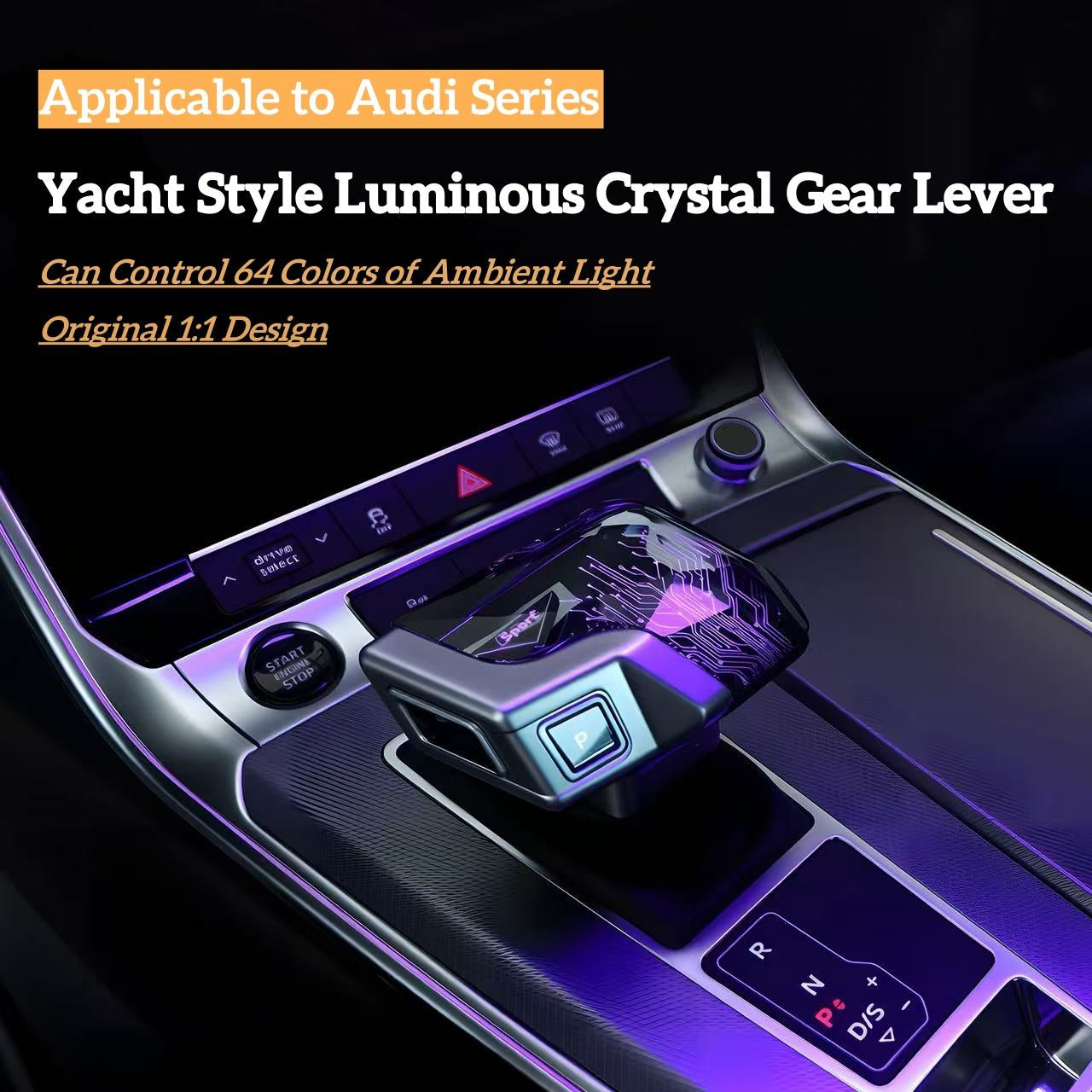CRIS Yacht Style Illuminated Gearshift Crystal Gear Levers Automatic Crystal Gear Handle Knob Lever for A6L/A6/A7/A7L/S6/S7/RS6/RS7