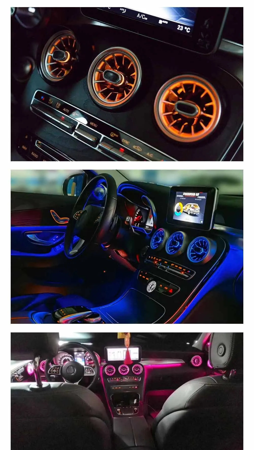 Upgrade Symphomy LED GLC X253 Car Interior Ambient Light for Mercedes Benz C Class W205 Atmosphere Strip Decoration Accessories