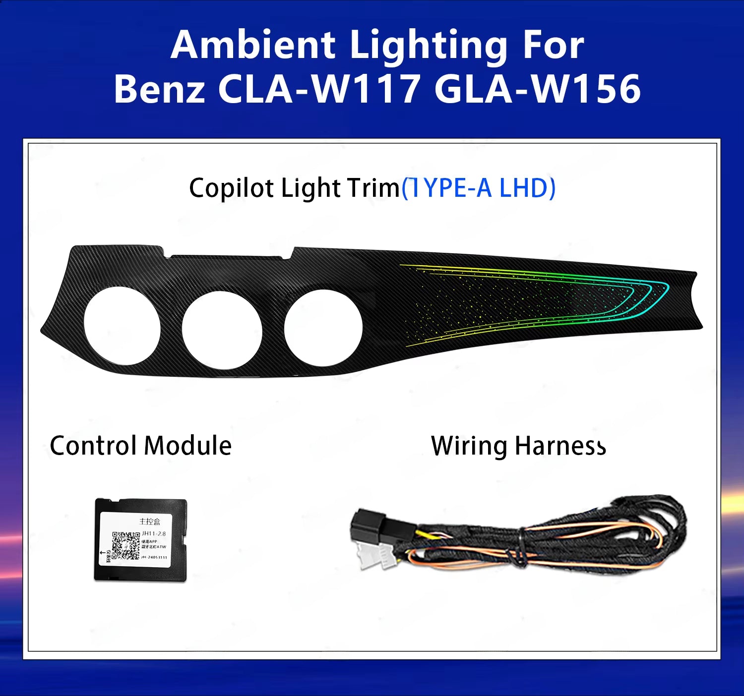 CRIS  Upgrade 64 Colors W117 Interior Ambient Lighting for Mercedes-Benz CLA W117 2013-2018 CLA200 CLA220 CLA45 LED Light