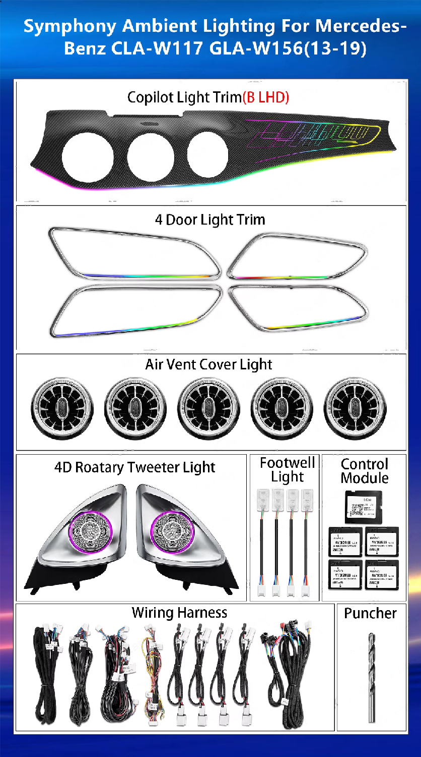 CRIS X156 Star Dashboard Trim Ambient Light for Mercedes-Benz GLA 45 2013-2019 W156 Interior Upgrade LED Lighting Accessories