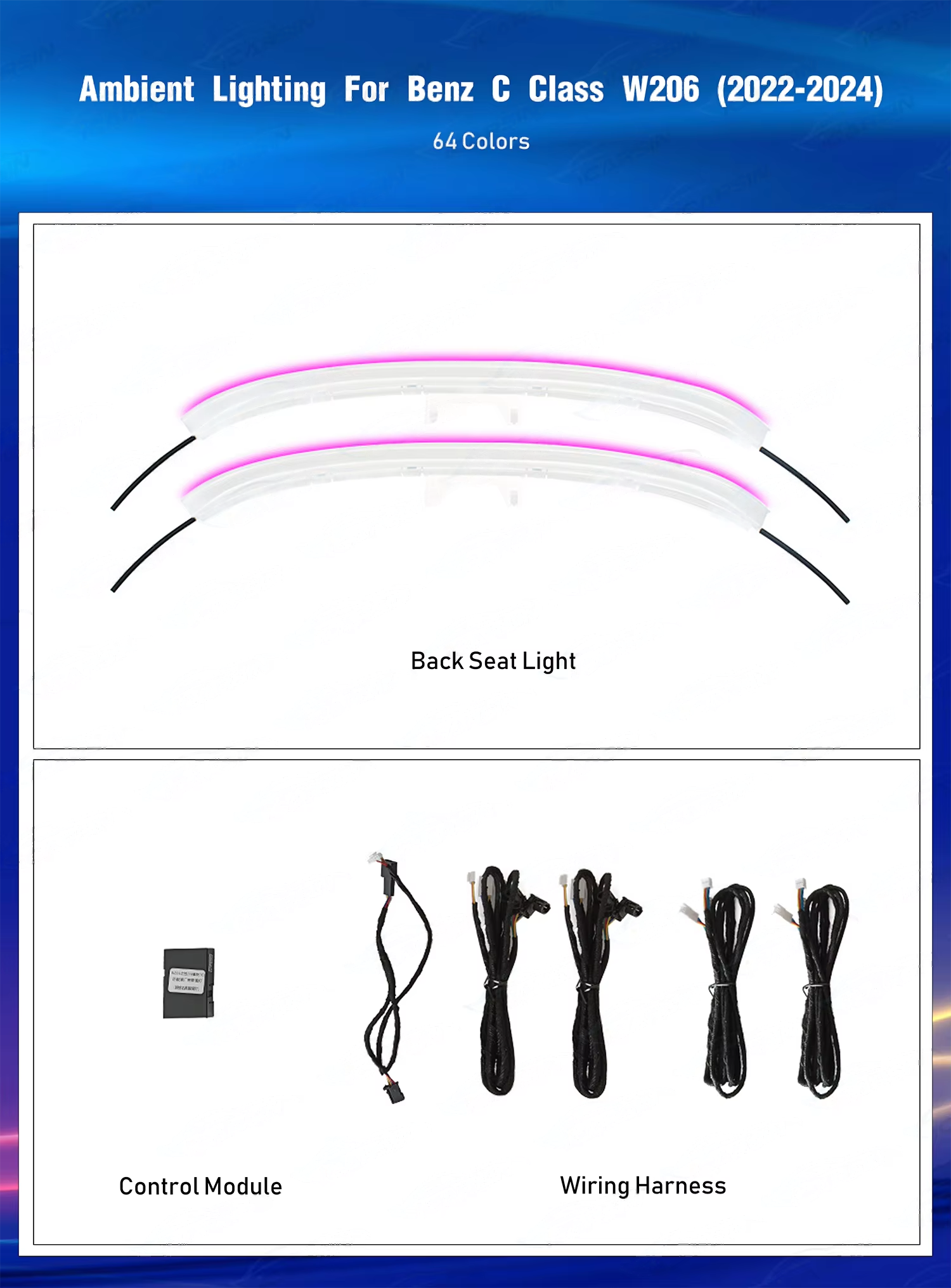 CRIS  Upgrade 64 Colors LED Car Interior Ambient Light for Mercedes Benz C-class W206 2022-2024 Atmosphere Strip Accessories