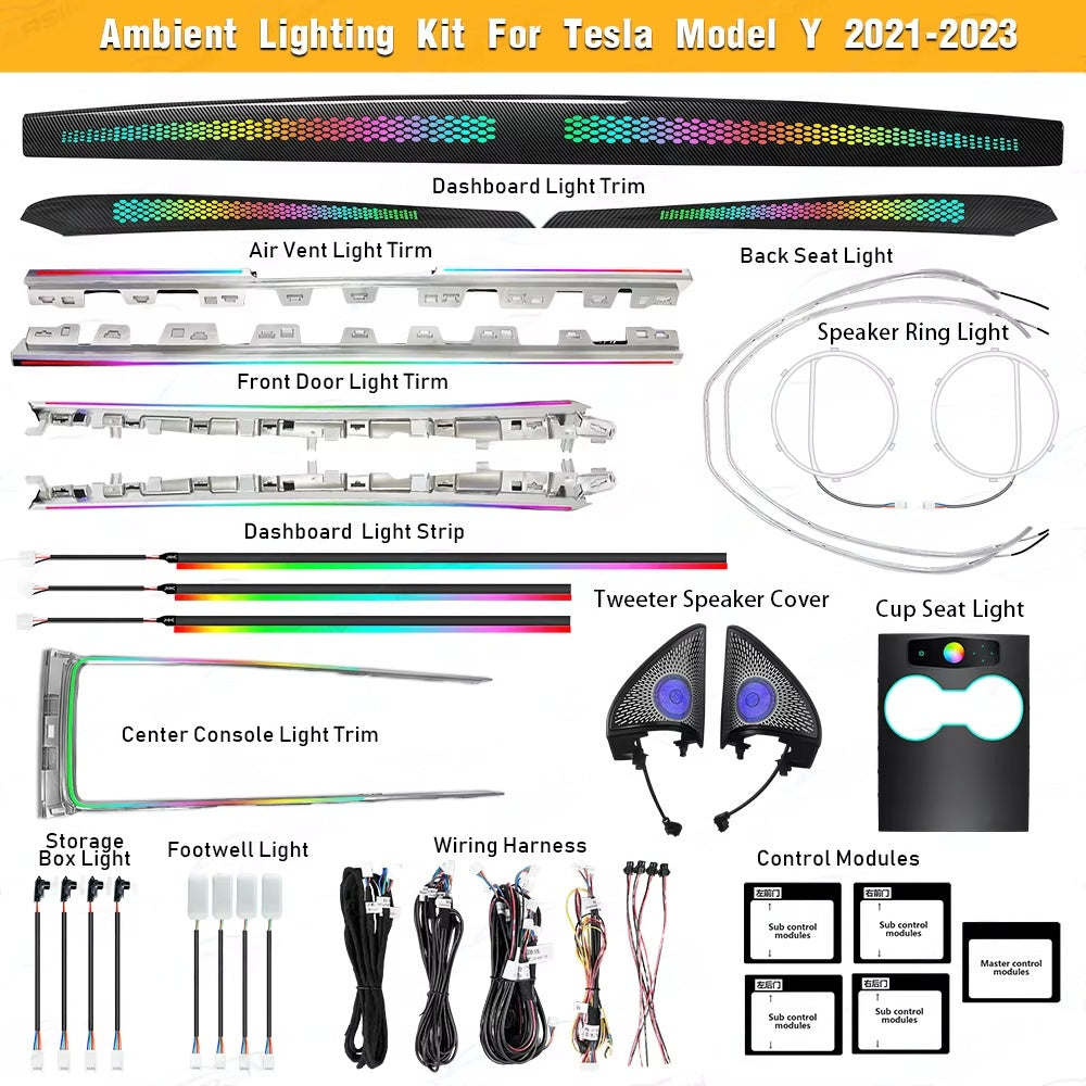 CRIS Upgrade Symphony Led Car Interior Ambient Light Accessories for Tesla Model 3/Y 2021-2024 Atmosphere Light Strip Decoration