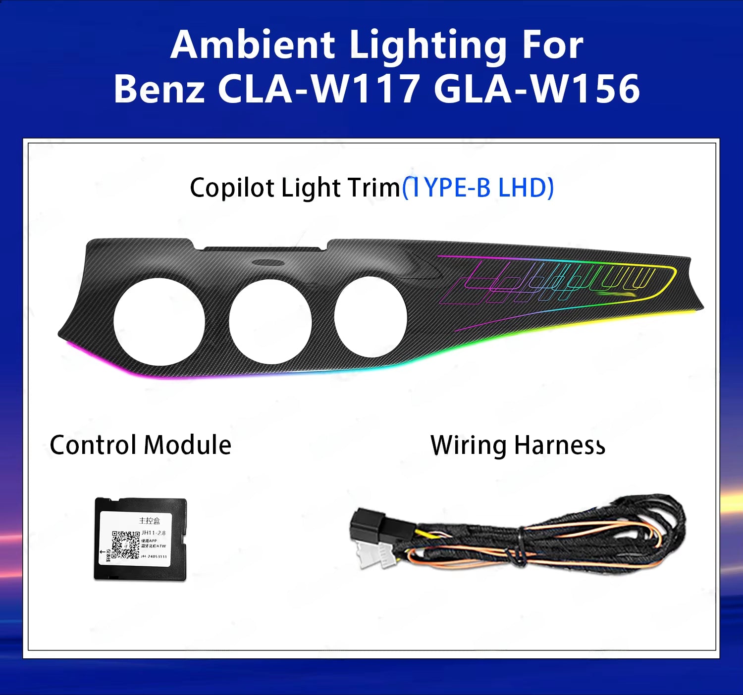CRIS  Upgrade 64 Colors W117 Interior Ambient Lighting for Mercedes-Benz CLA W117 2013-2018 CLA200 CLA220 CLA45 LED Light