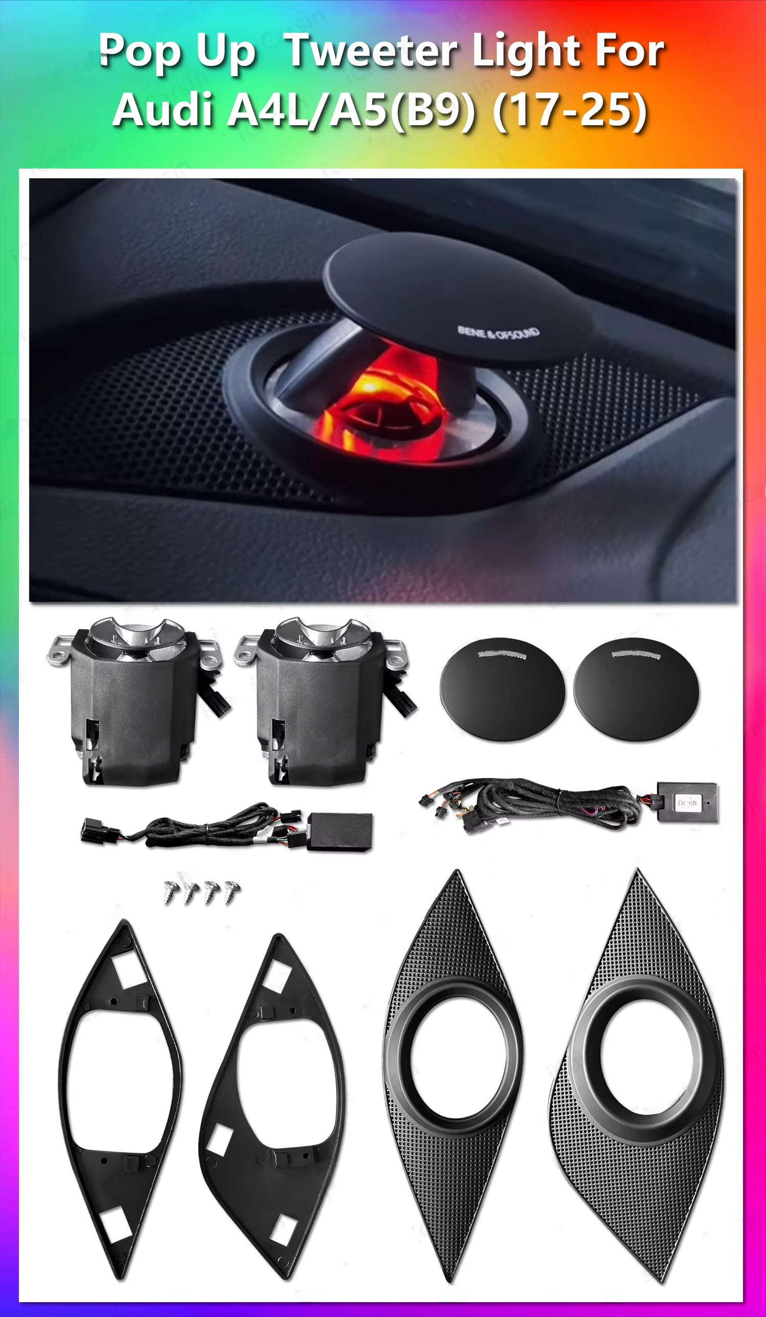 CRIS  App Control Led Car Interior Ambient Light Tweeter Speaker Decoration for Audi A4 A5 A6L A7 Q5 Q7 Q8 C7 C8 Accessories