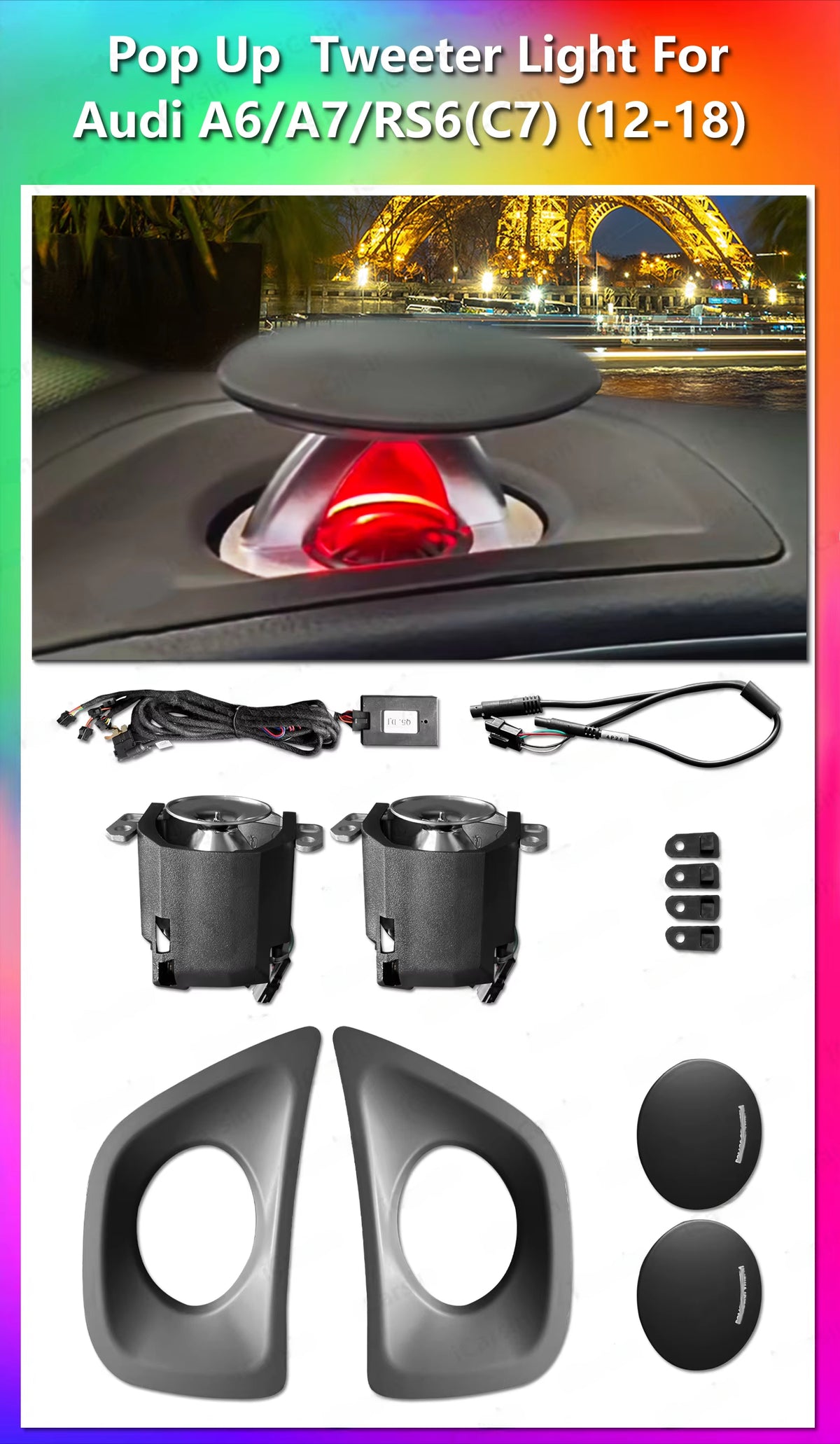 CRIS  App Control Led Car Interior Ambient Light Tweeter Speaker Decoration for Audi A4 A5 A6L A7 Q5 Q7 Q8 C7 C8 Accessories